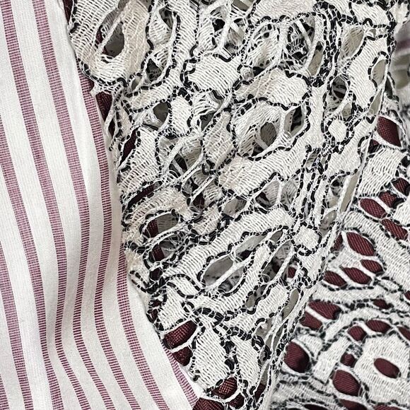 Carven French Designer Lace Blouse Top size 42 EU/M US Ivory Lined Back Zipper - Picture 3 of 11